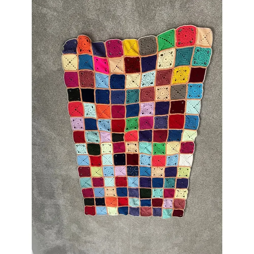 Vintage Grannycore Blanket Crochet 56 x 34 Afghan Cottagecore Country